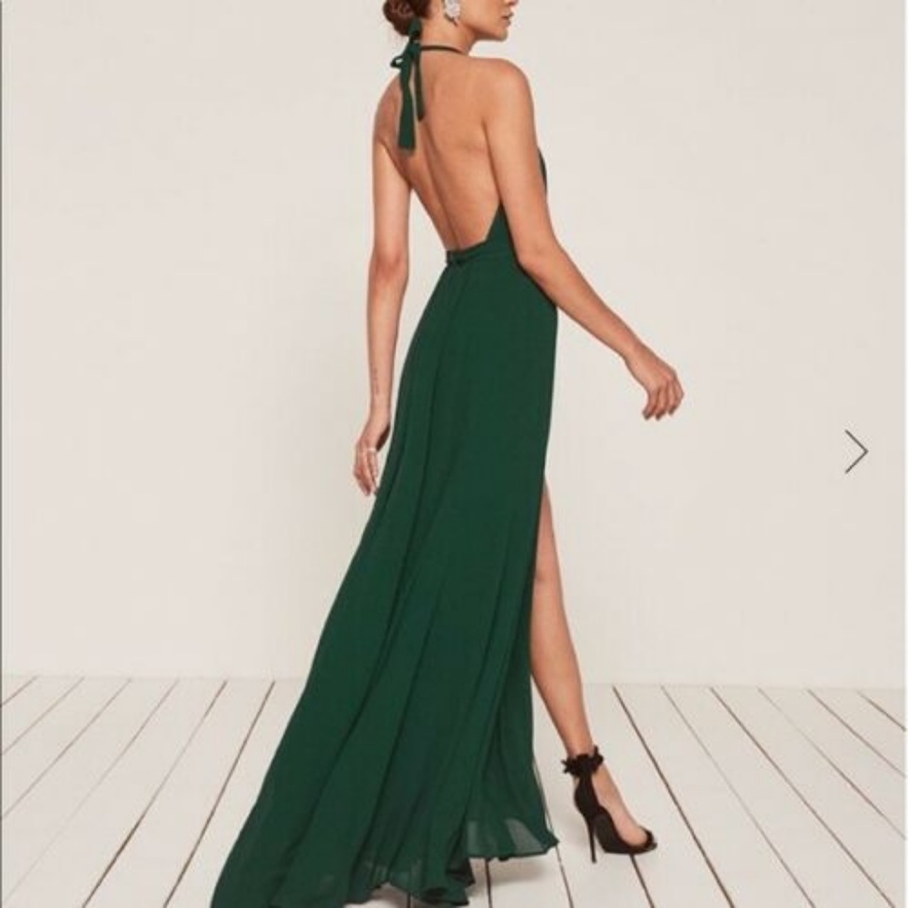 REFORMATION Waltz Dress in Emerald Green Medium M - Picture 2 of 7